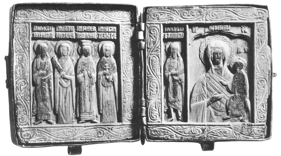 Пророк Иеремия, Параскева, Екатерина и Варвара; Богородицы Одигитрии и Иоанна Златоуста. Первая половина XVI века Сергиево-Посадский государственный историко-художественный музей-заповедник